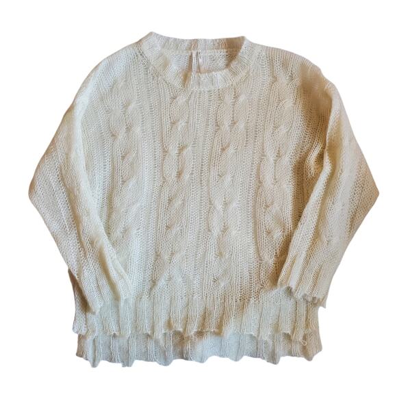Anthropologie Sweaters - Anthropologie The Posey Stitchy Distressed Wool Blend Ivory Sweater - Small
